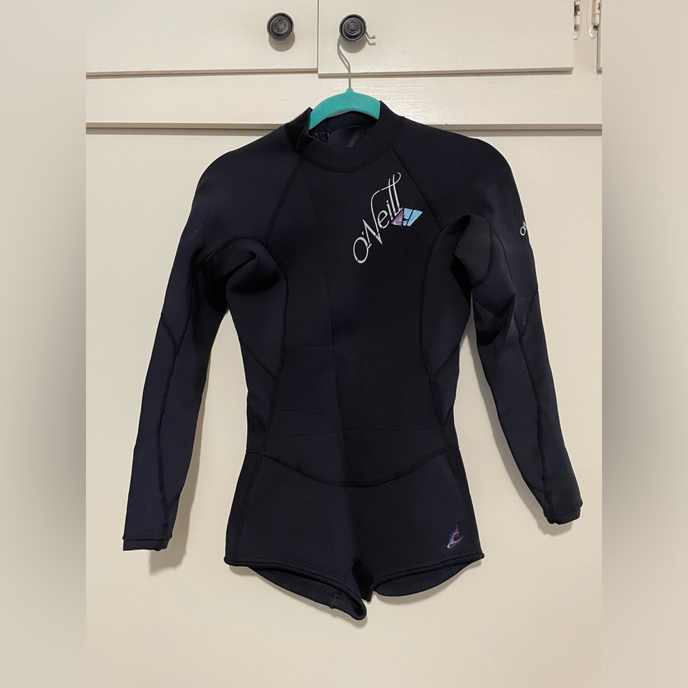 O’Neill Bahia Summer Wetsuit Short Bottoms Long Sleeves in Black Size 8